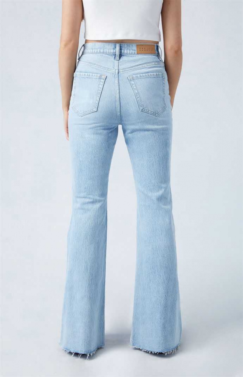 MEDIUM INDIGO PacSun Eco Stretch Light Indigo High Waisted Flare Jeans | QCDTEJP-35