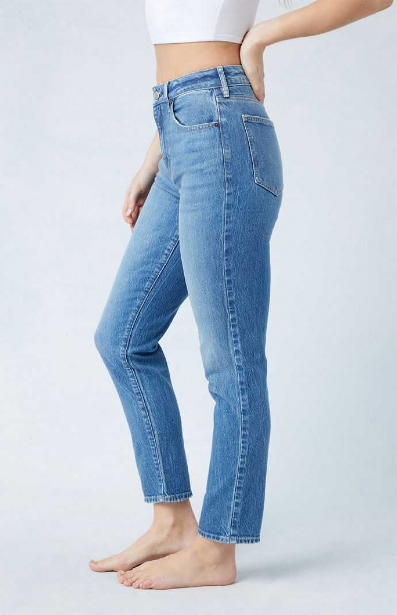 MEDIUM INDIGO PacSun Eco Stretch Medium Indigo Mom Jeans | QLFESOI-61