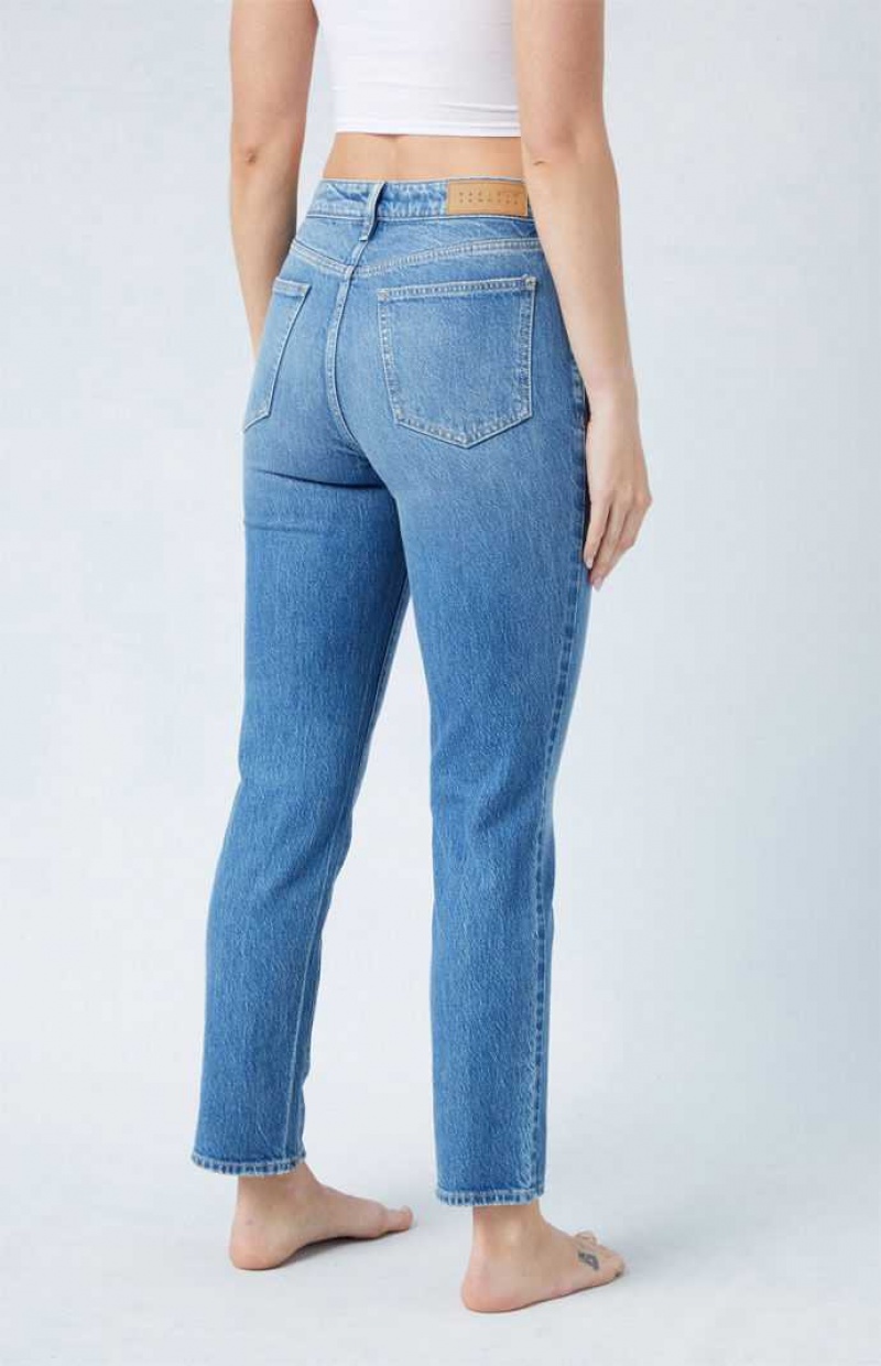 MEDIUM INDIGO PacSun Eco Stretch Medium Indigo Mom Jeans | QLFESOI-61