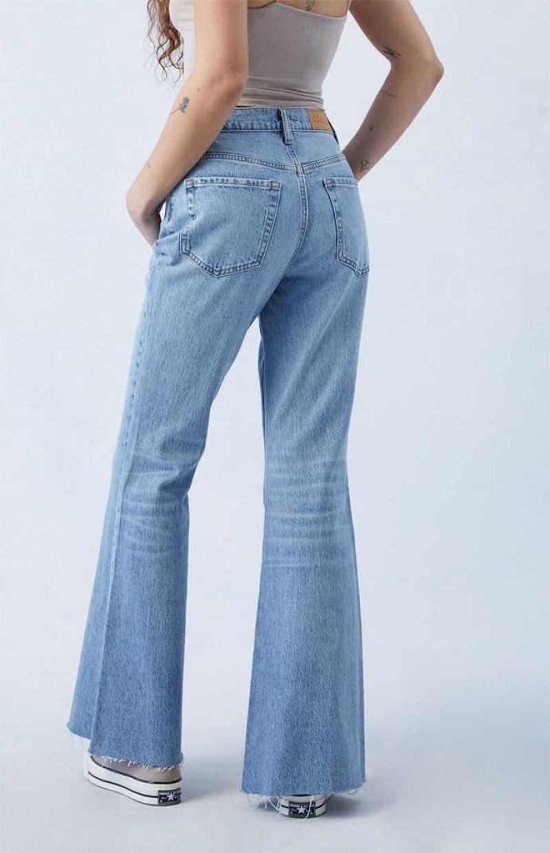 MEDIUM INDIGO PacSun Eco Stretch Medium Indigo High Waisted Flare Jeans | HBDGKVC-53