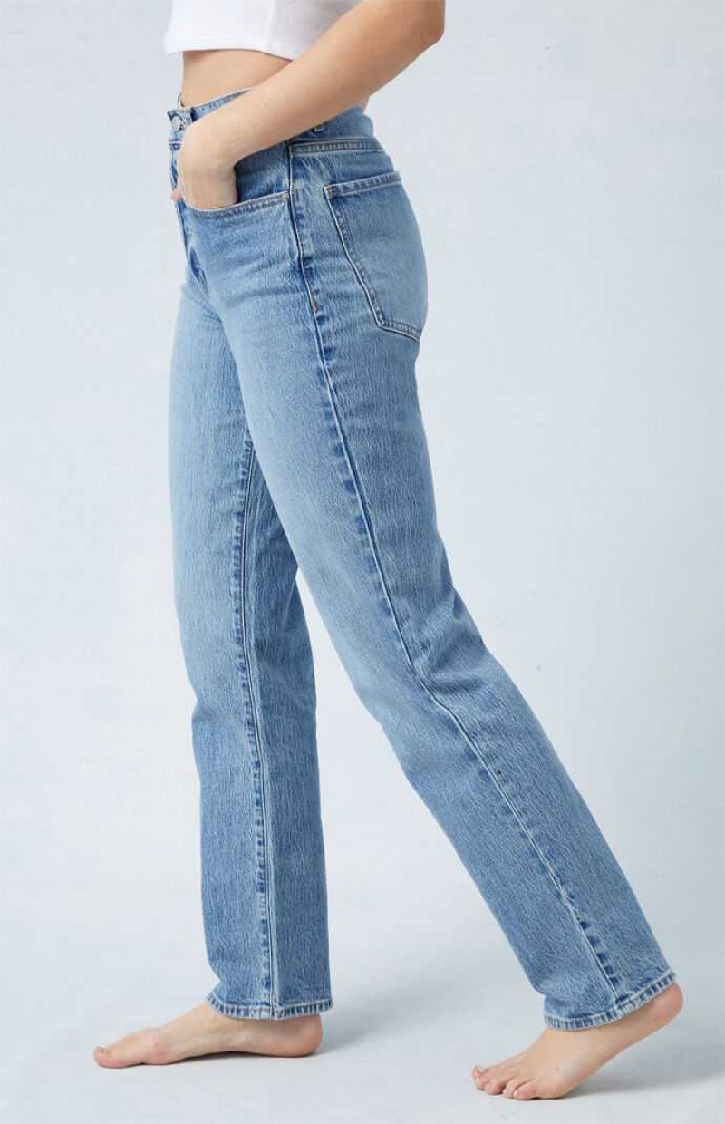 MEDIUM INDIGO PacSun Eco Stretch Medium Indigo Dad Jeans | ZMYHLGT-75