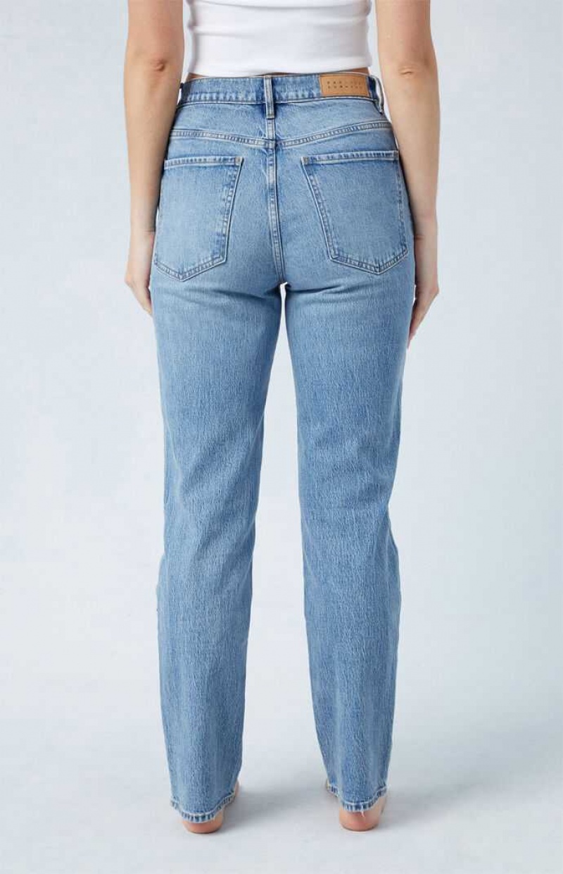 MEDIUM INDIGO PacSun Eco Stretch Medium Indigo Dad Jeans | ZMYHLGT-75