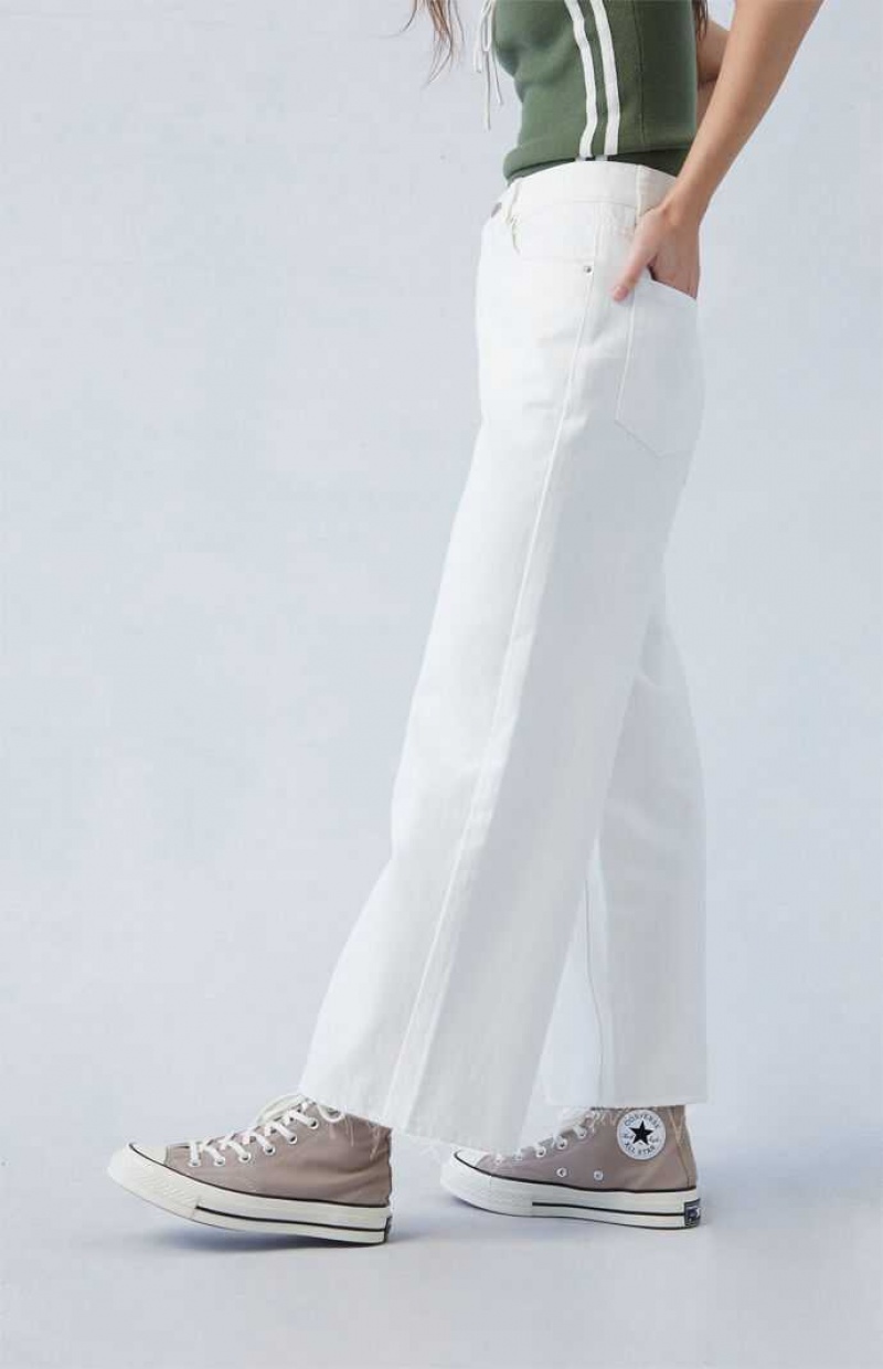 MEDIUM INDIGO PacSun Eco White Cropped Wide Leg Jeans | ANKRTCU-45