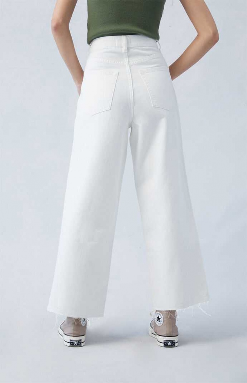 MEDIUM INDIGO PacSun Eco White Cropped Wide Leg Jeans | ANKRTCU-45