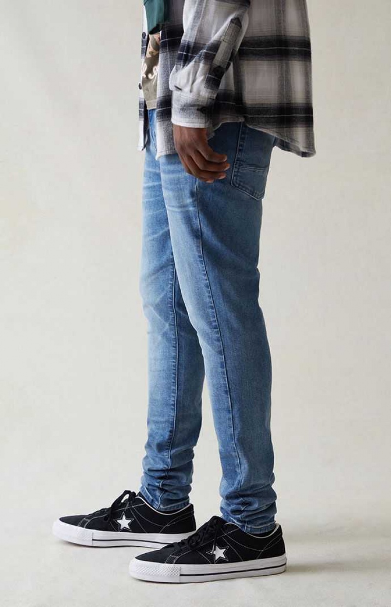 MEDIUM INDIGO PacSun High Stretch Indigo Stacked Skinny Jeans | LMHZBUO-09