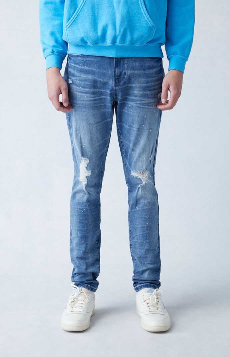 MEDIUM INDIGO PacSun High Stretch Indigo Stacked Skinny Ripped Jeans | AWIXBMC-75