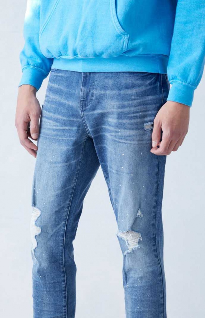 MEDIUM INDIGO PacSun High Stretch Indigo Stacked Skinny Ripped Jeans | AWIXBMC-75