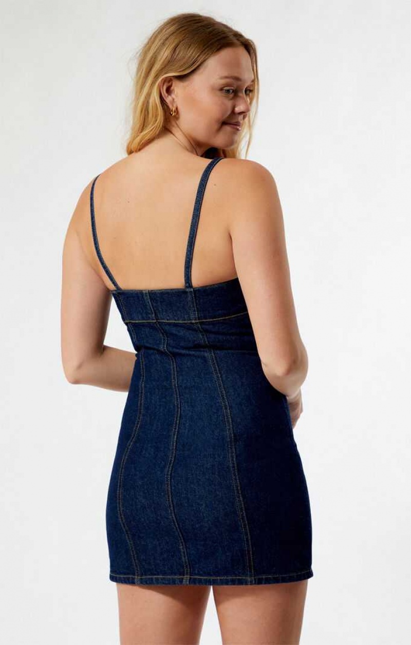 MEDIUM INDIGO PacSun Kimberly Denim Mini Dress | DXCBJSM-47