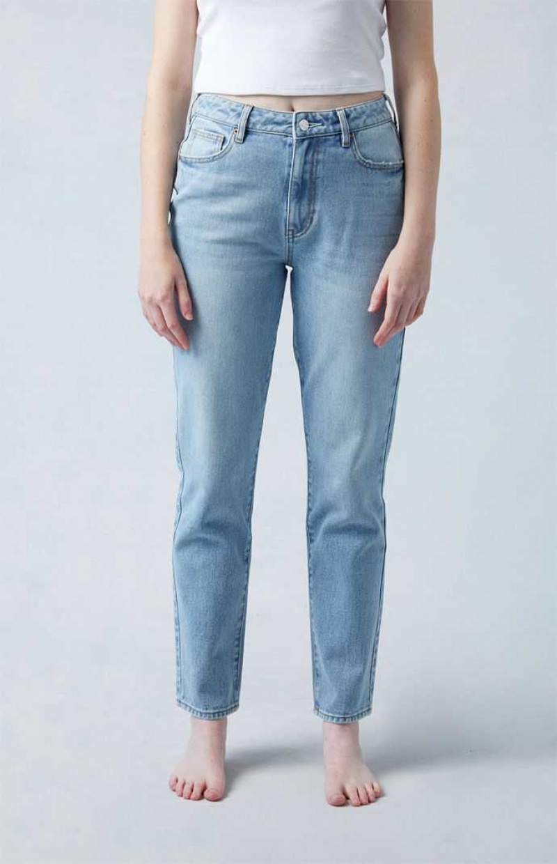 MEDIUM INDIGO PacSun Light Blue Mom Jeans | NEXLAIY-06