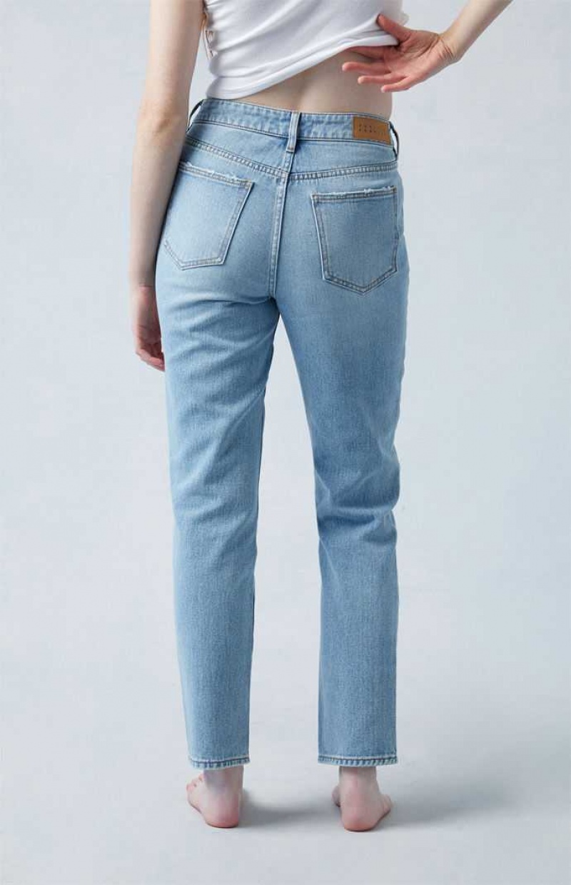 MEDIUM INDIGO PacSun Light Blue Mom Jeans | NEXLAIY-06