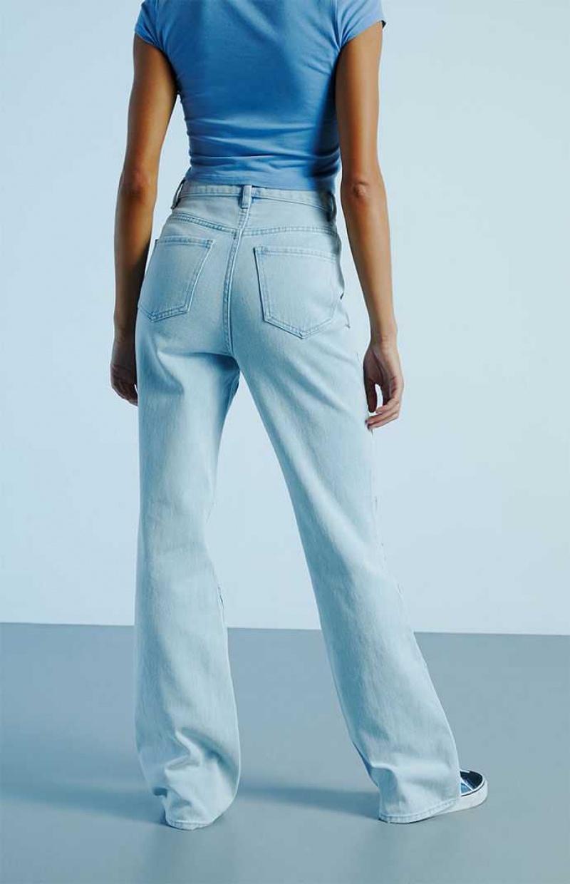 MEDIUM INDIGO PacSun Light Blue Pintuck High Waisted Bootcut Jeans | OPBZDAK-71