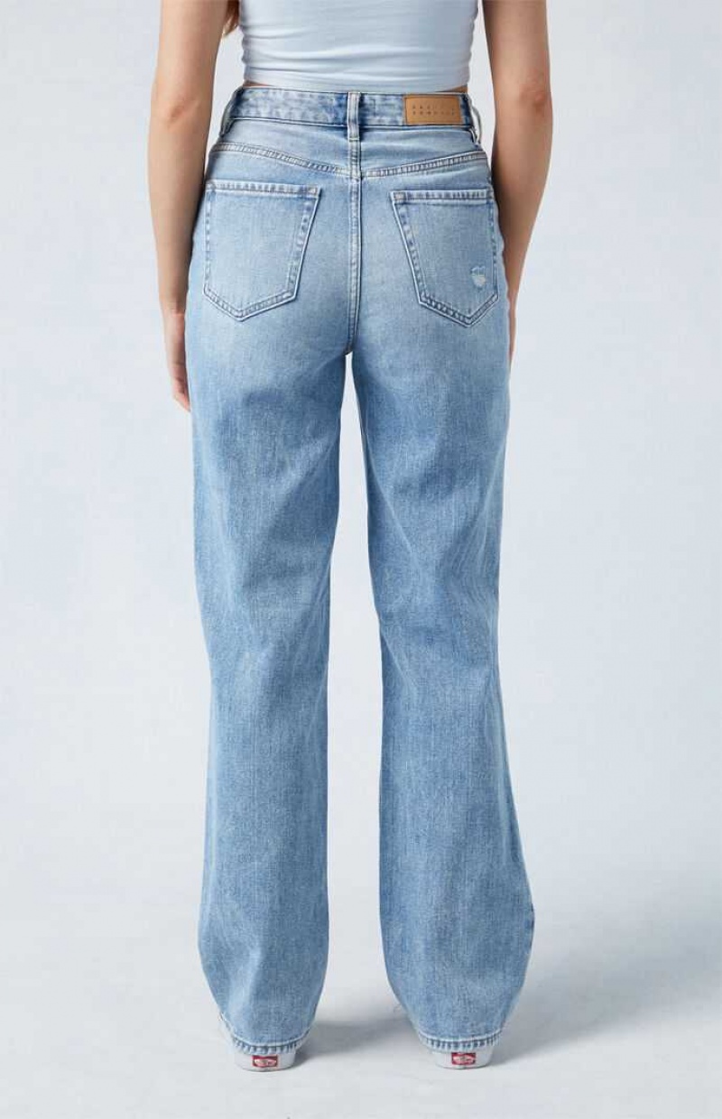 MEDIUM INDIGO PacSun Light Blue Ripped '90s Boyfriend Jeans | WZESHPU-68