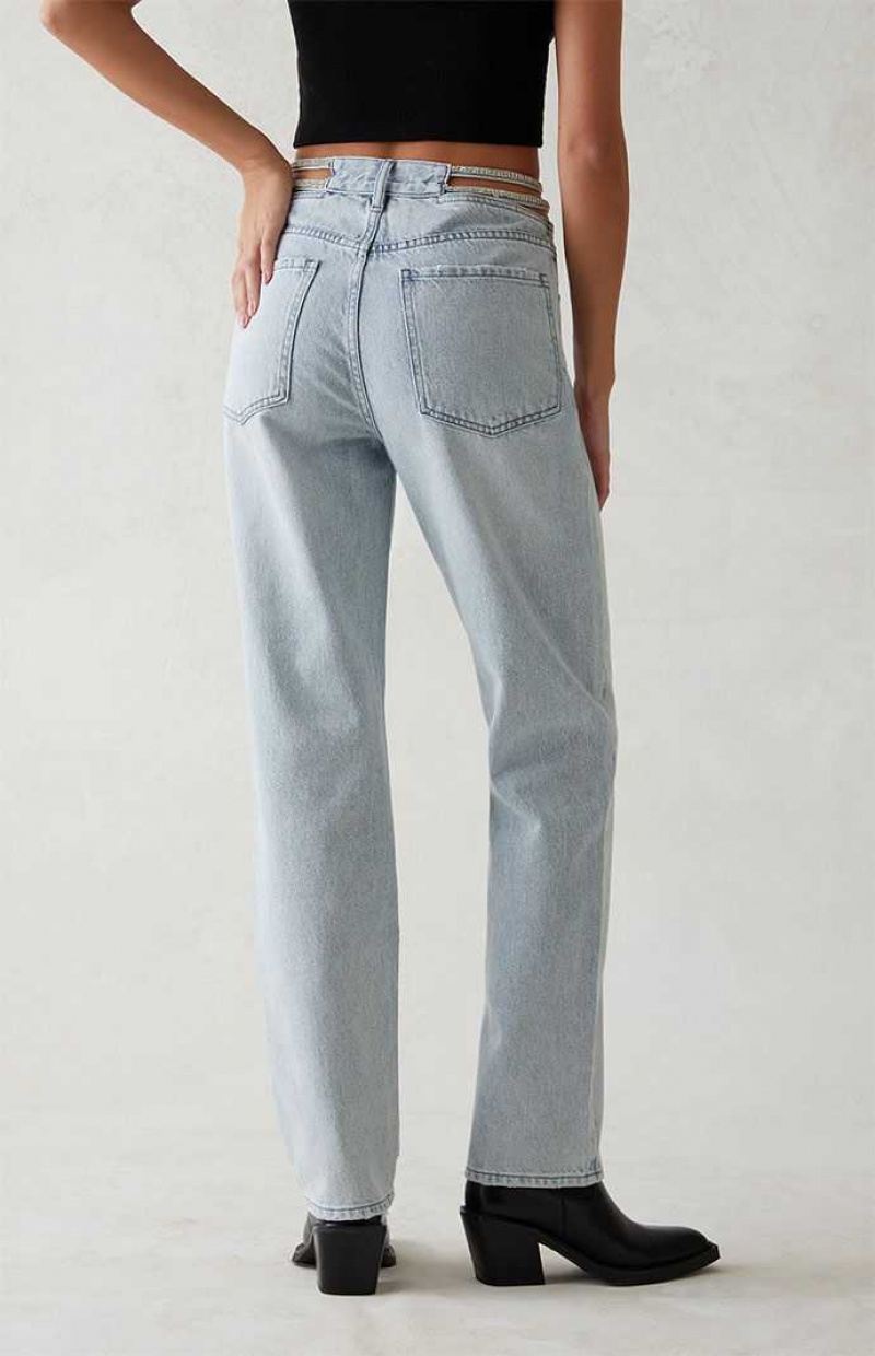 MEDIUM INDIGO PacSun Light Blue Sparkle Dad Jeans | VOXNJCB-82