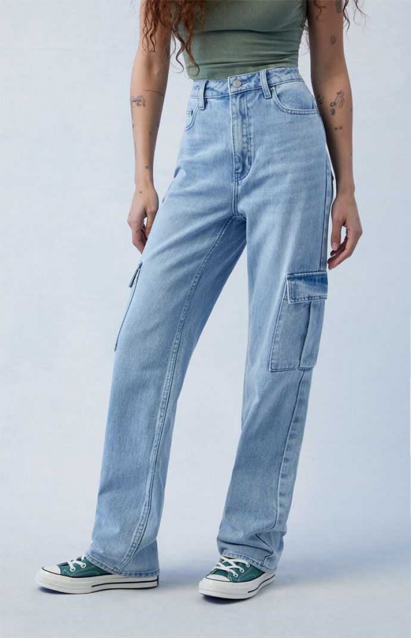 MEDIUM INDIGO PacSun Light Indigo '90s Boyfriend Cargo Jeans | ZARFIBO-76