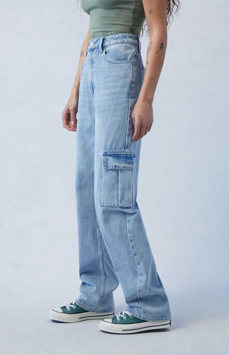 MEDIUM INDIGO PacSun Light Indigo '90s Boyfriend Cargo Jeans | ZARFIBO-76