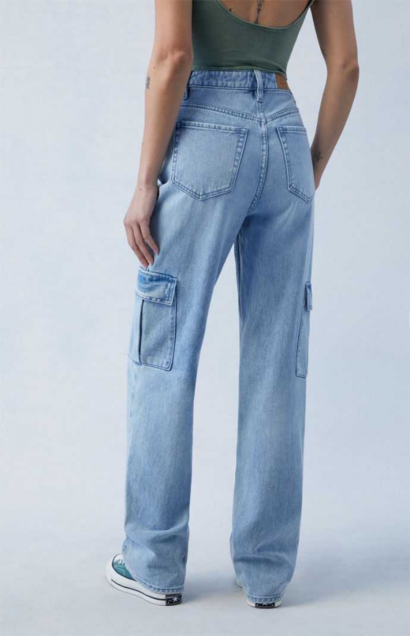 MEDIUM INDIGO PacSun Light Indigo '90s Boyfriend Cargo Jeans | ZARFIBO-76