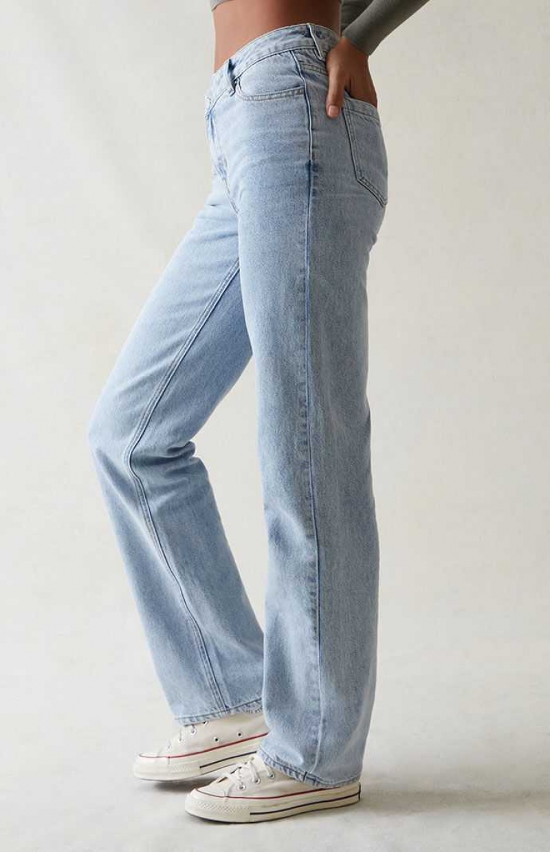 MEDIUM INDIGO PacSun Light Indigo Asymmetrical '90s Boyfriend Jeans | BIGHKSL-34