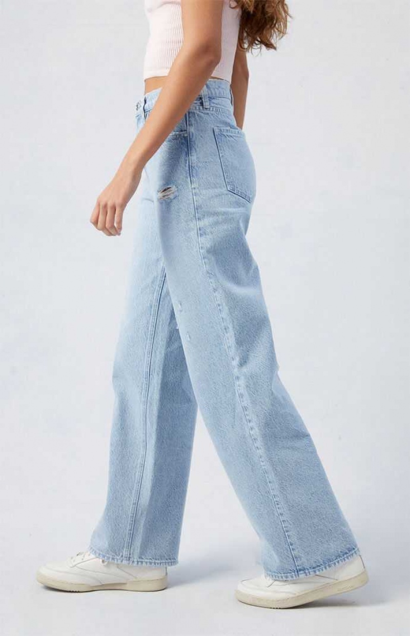 MEDIUM INDIGO PacSun Light Indigo Ripped Cali Boyfriend Jeans | XZWQDAS-12