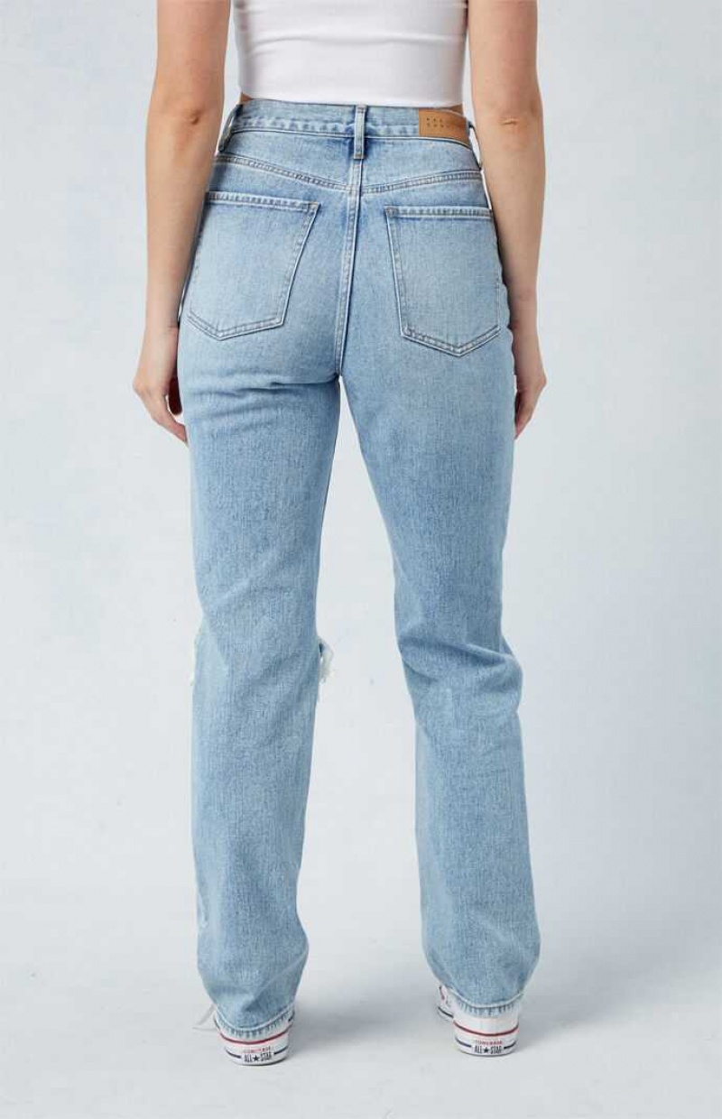 MEDIUM INDIGO PacSun Light Indigo Ripped Dad Jeans | INWDLSJ-21