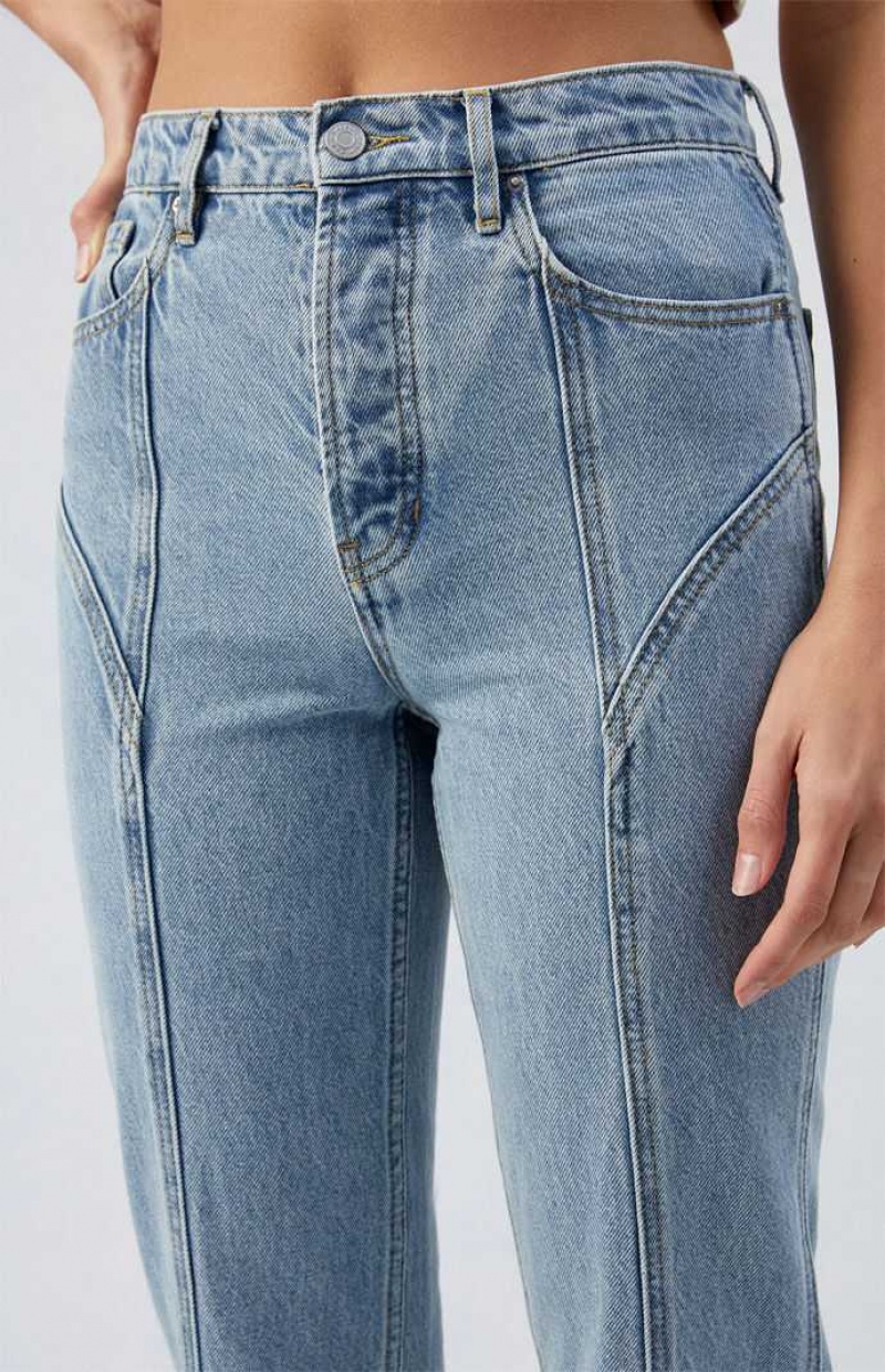 MEDIUM INDIGO PacSun Light Indigo Seamed Dad Jeans | FRHEYIK-29