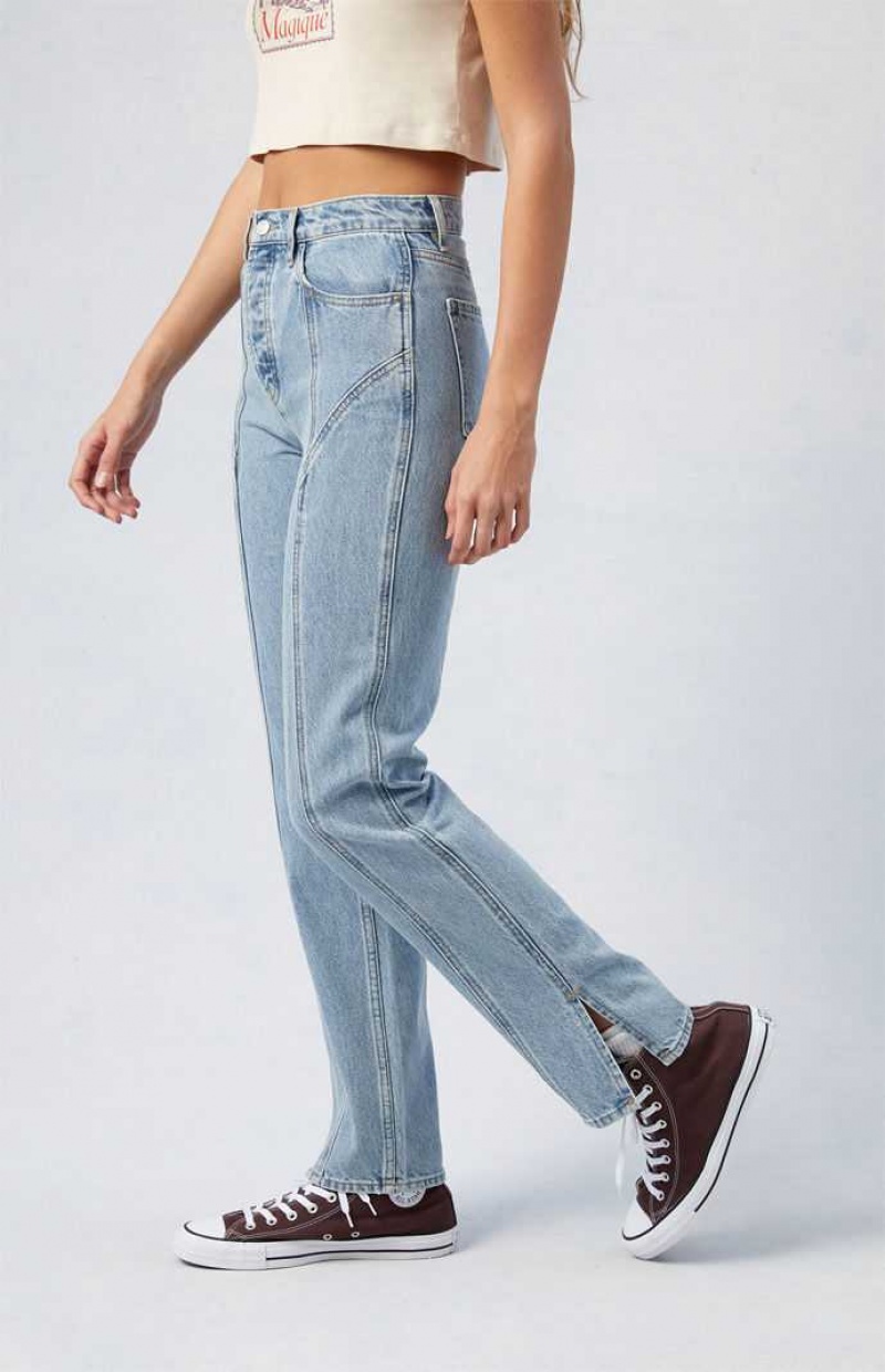 MEDIUM INDIGO PacSun Light Indigo Seamed Dad Jeans | FRHEYIK-29