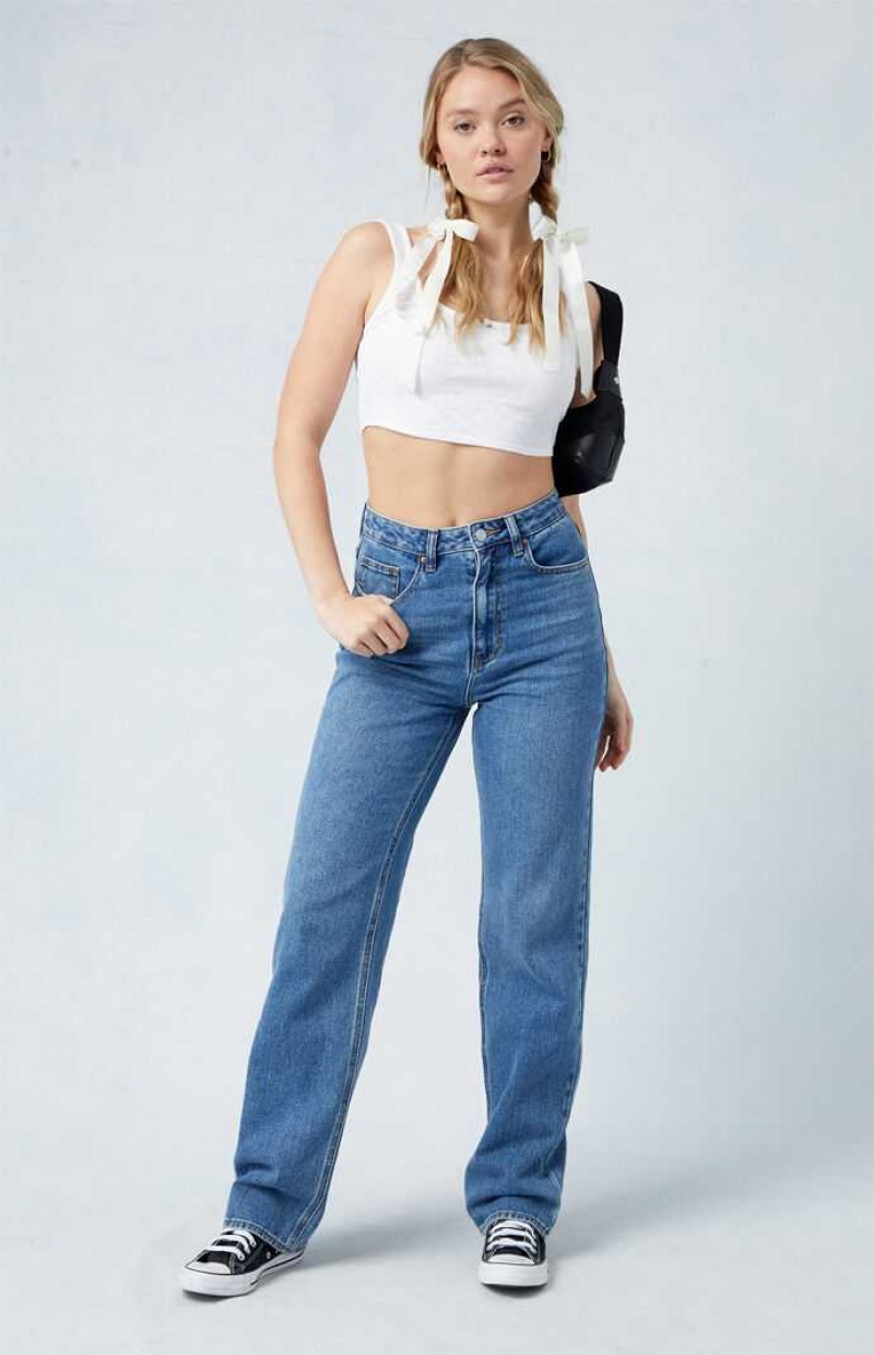 MEDIUM INDIGO PacSun Medium Blue '90s Boyfriend Jeans | ZVIDMJQ-71