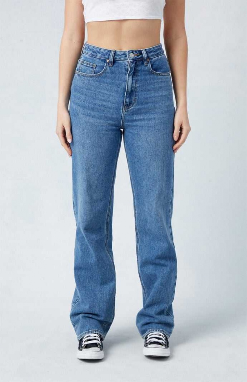 MEDIUM INDIGO PacSun Medium Blue \'90s Boyfriend Jeans | ZVIDMJQ-71