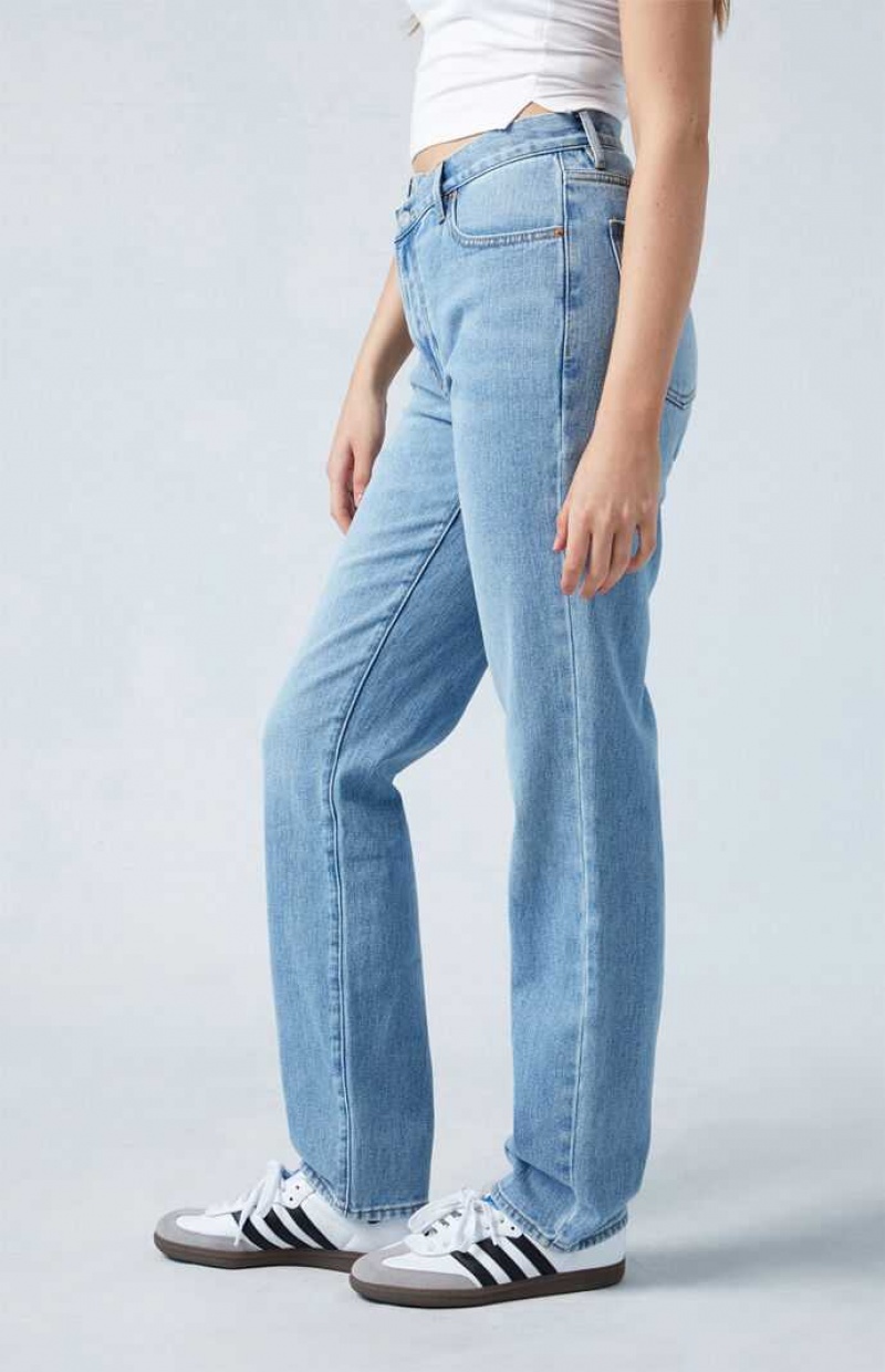 MEDIUM INDIGO PacSun Medium Blue Asymmetrical Dad Jeans | HLYUENV-62