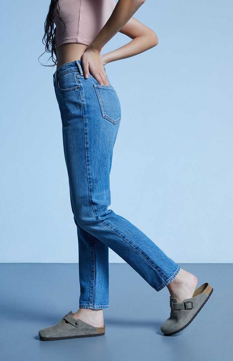 MEDIUM INDIGO PacSun Medium Blue Mom Jeans | SCKTZVI-01