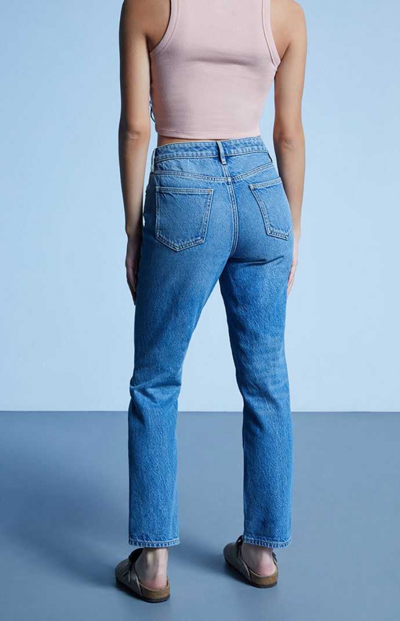 MEDIUM INDIGO PacSun Medium Blue Mom Jeans | SCKTZVI-01