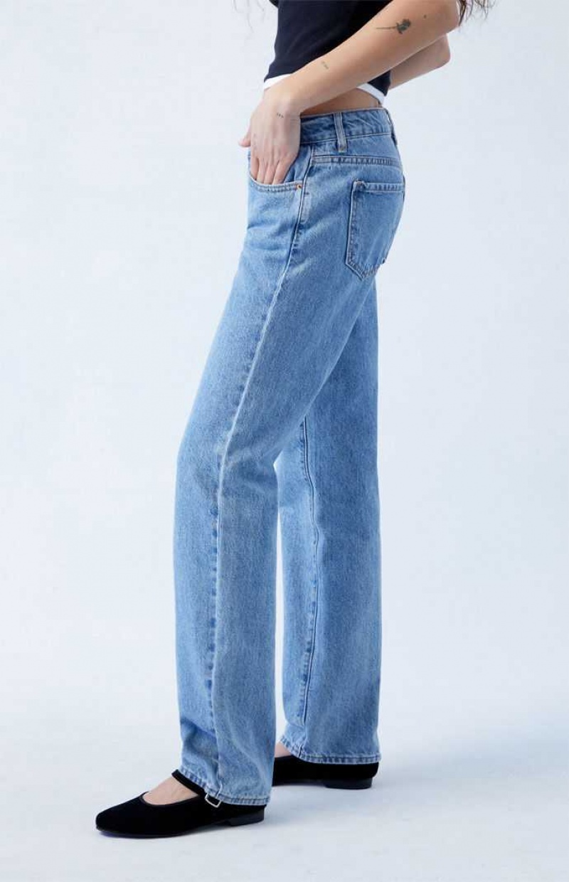 MEDIUM INDIGO PacSun Medium Indigo Low Rise Straight Leg Jeans | HLCDABR-14