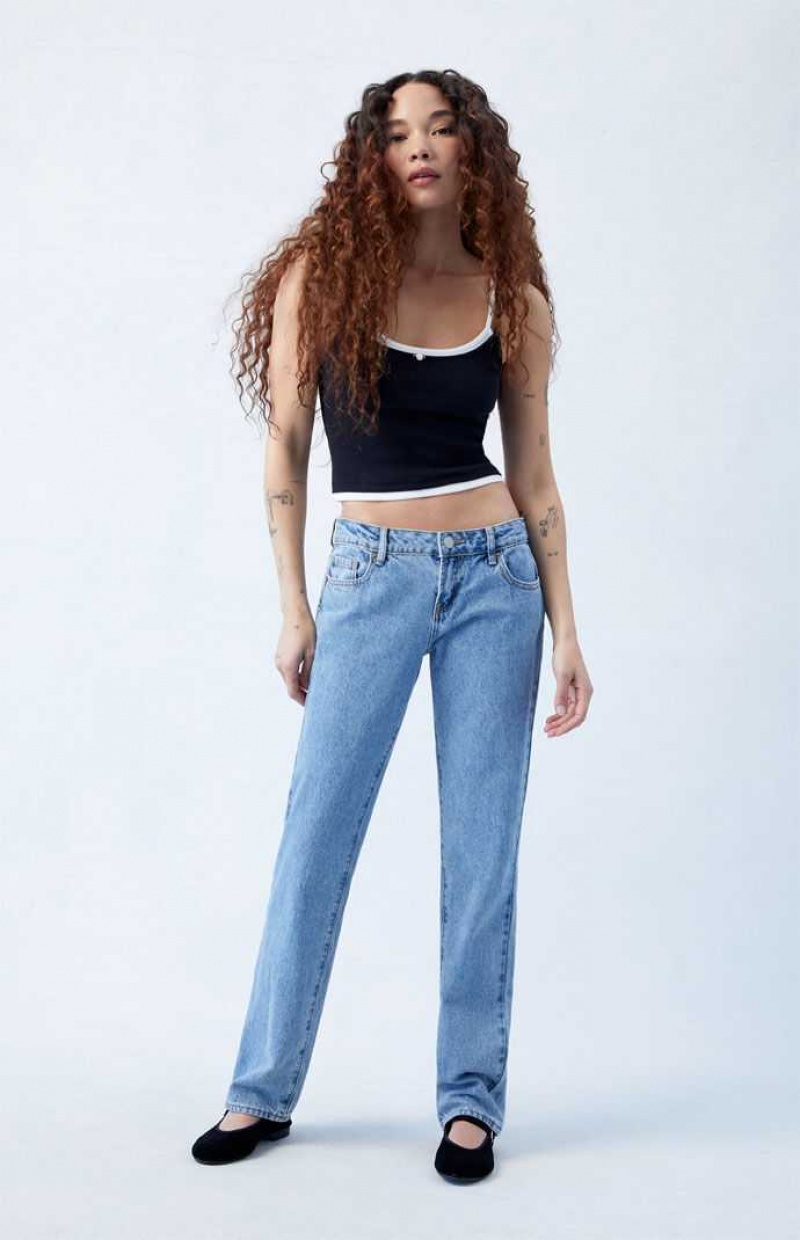 MEDIUM INDIGO PacSun Medium Indigo Low Rise Straight Leg Jeans | HLCDABR-14