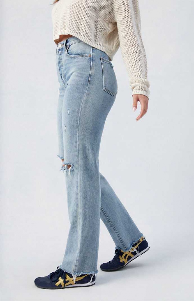 MEDIUM INDIGO PacSun Medium Indigo Ripped Dad Jeans | MUQVWOS-10