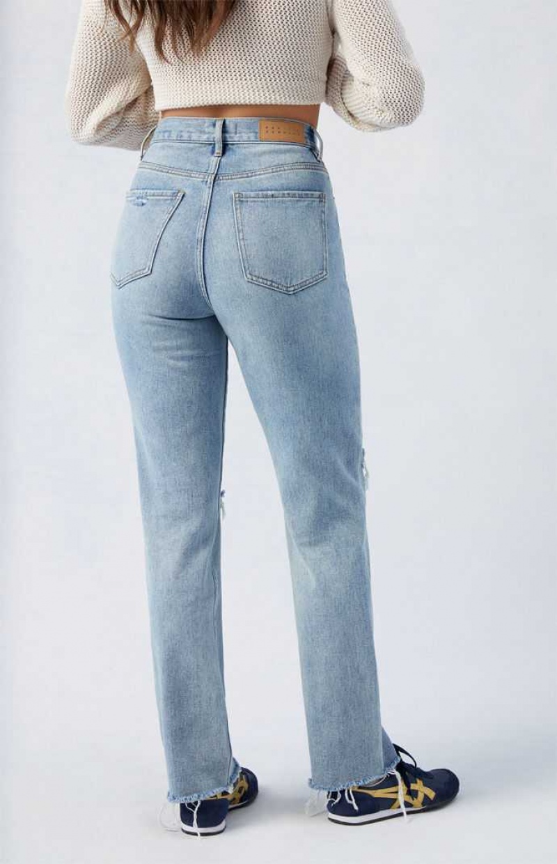 MEDIUM INDIGO PacSun Medium Indigo Ripped Dad Jeans | MUQVWOS-10