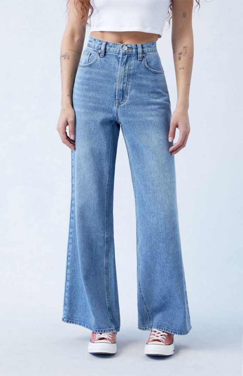 MEDIUM INDIGO PacSun Medium Indigo Wide Leg Jeans | FZIEKUB-27