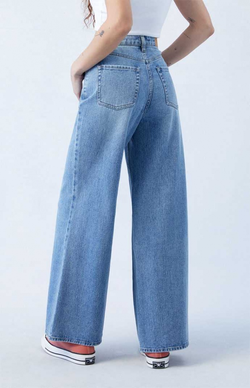 MEDIUM INDIGO PacSun Medium Indigo Wide Leg Jeans | FZIEKUB-27