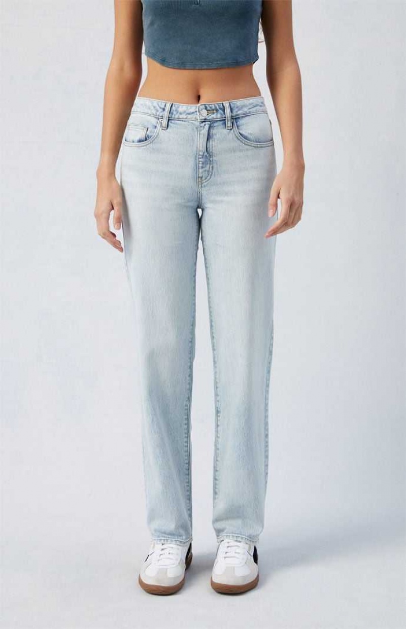 MEDIUM INDIGO PacSun Stretch Light Indigo Millie Mid Rise \'90s Boyfriend Jeans | BZNYAWS-34