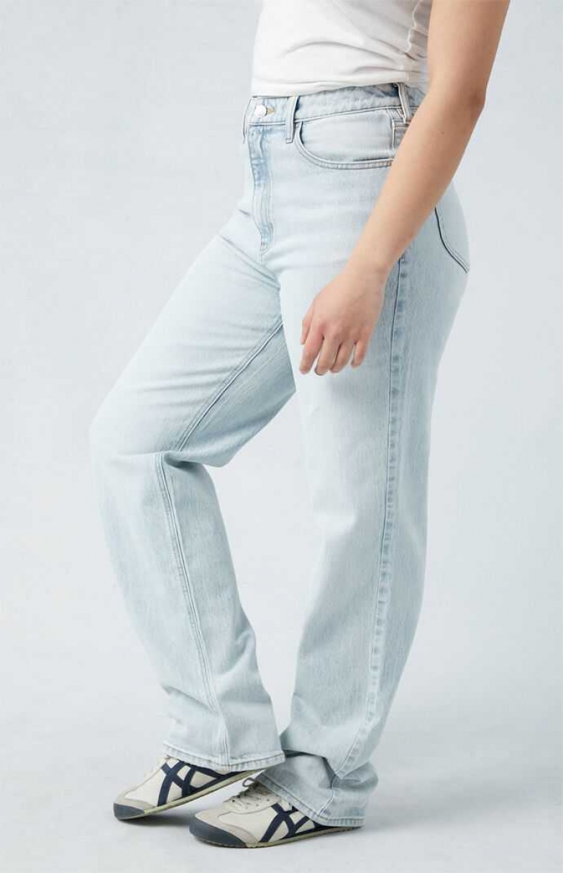 MEDIUM INDIGO PacSun Stretch Light Indigo Curve '90s Boyfriend Jeans | SIKHBYE-48