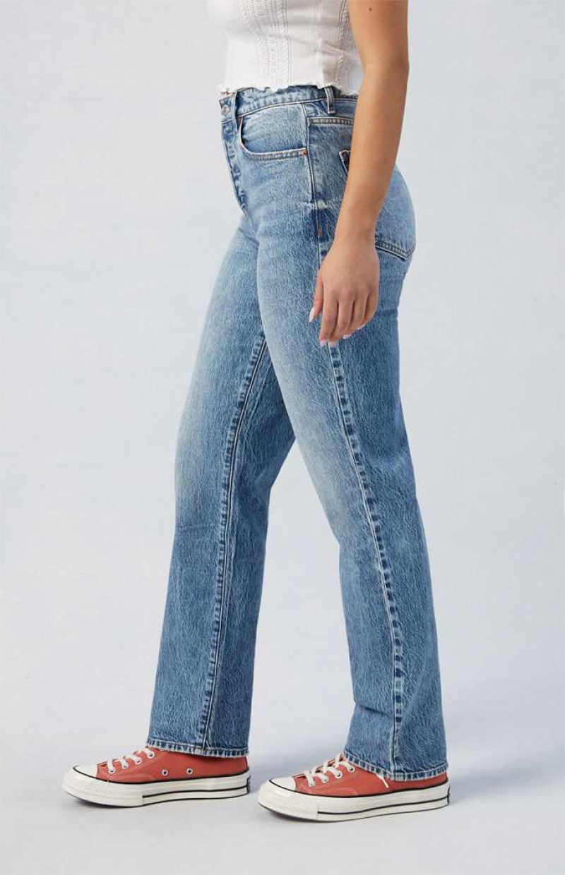 MEDIUM INDIGO PacSun Stretch Medium Indigo Dad Jeans | MNECRLI-95