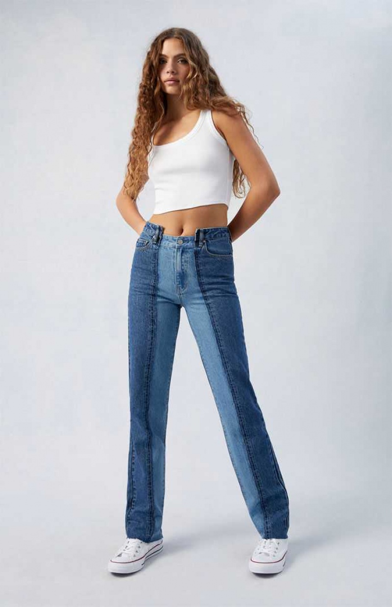 MEDIUM INDIGO PacSun Two-Tone Millie Mid Rise '90s Boyfriend Jeans | EMKZORT-92