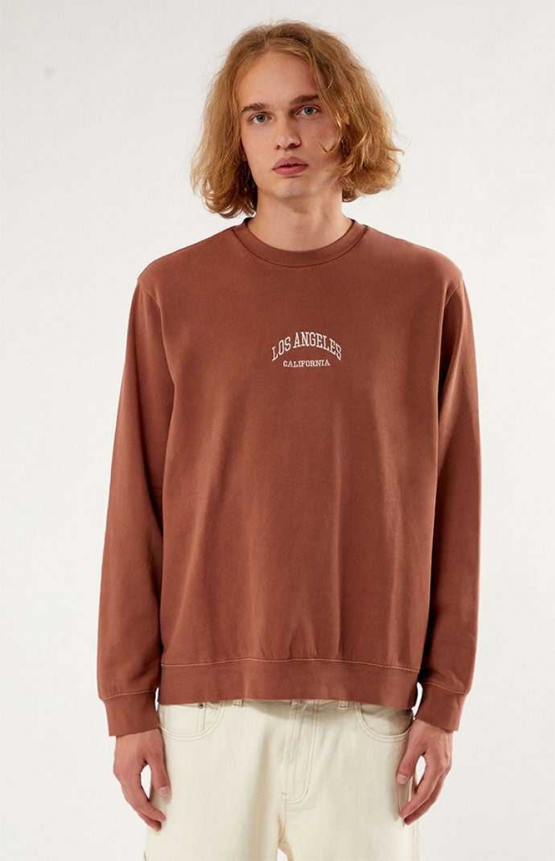 MINK PacSun Los Angeles Embroidered Crew Neck Sweatshirt | RQNUDCI-81