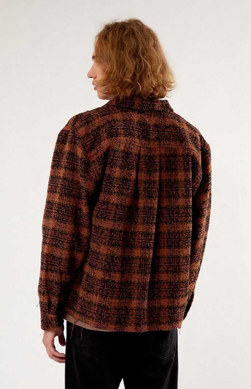 MINK PacSun Wooly Shadow Plaid Classic Shirt | YSQZXIO-94