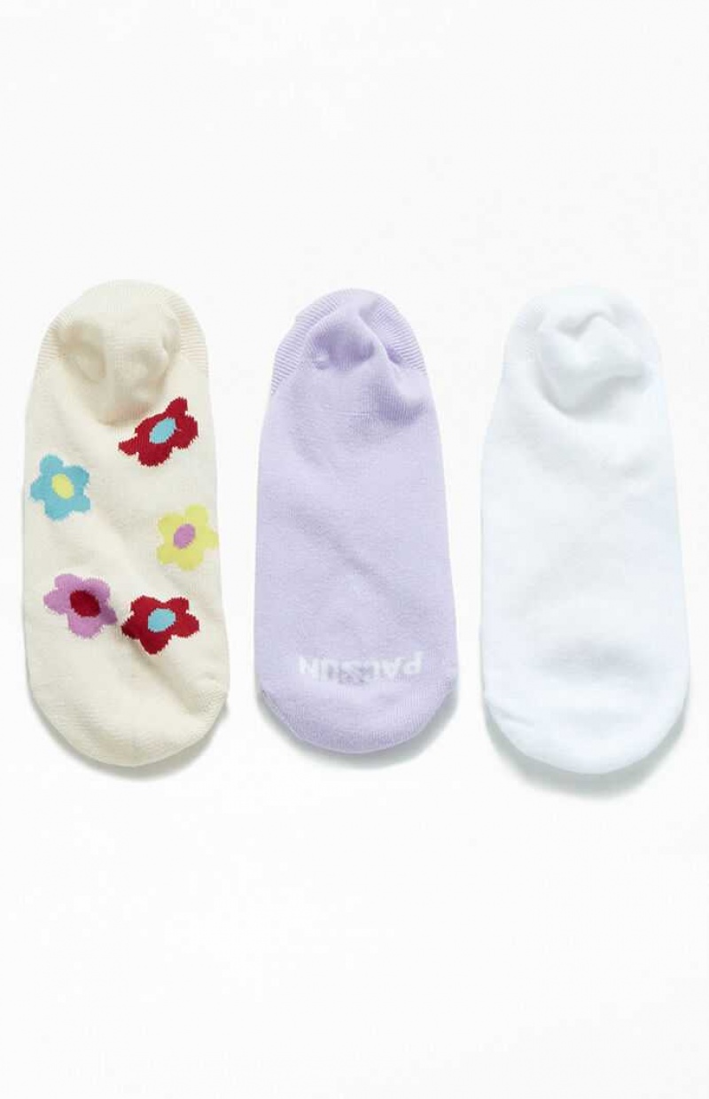 MULTI PacSun 3 Pack Smiley Daisy No-Show Socks | EZOPISQ-60