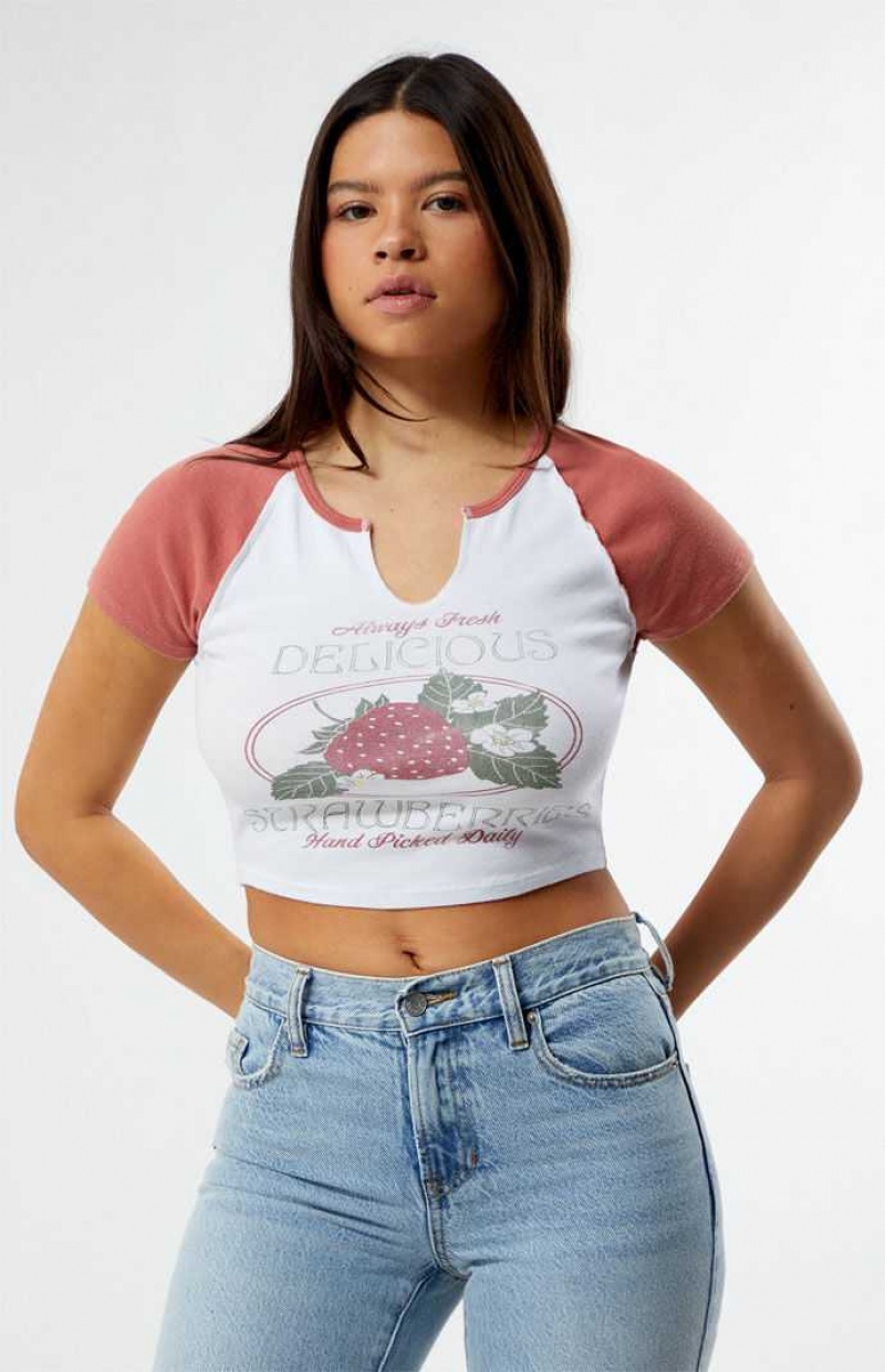 MULTI PacSun Delicious Strawberries Raglan T-Shirt | FNBDJYE-27