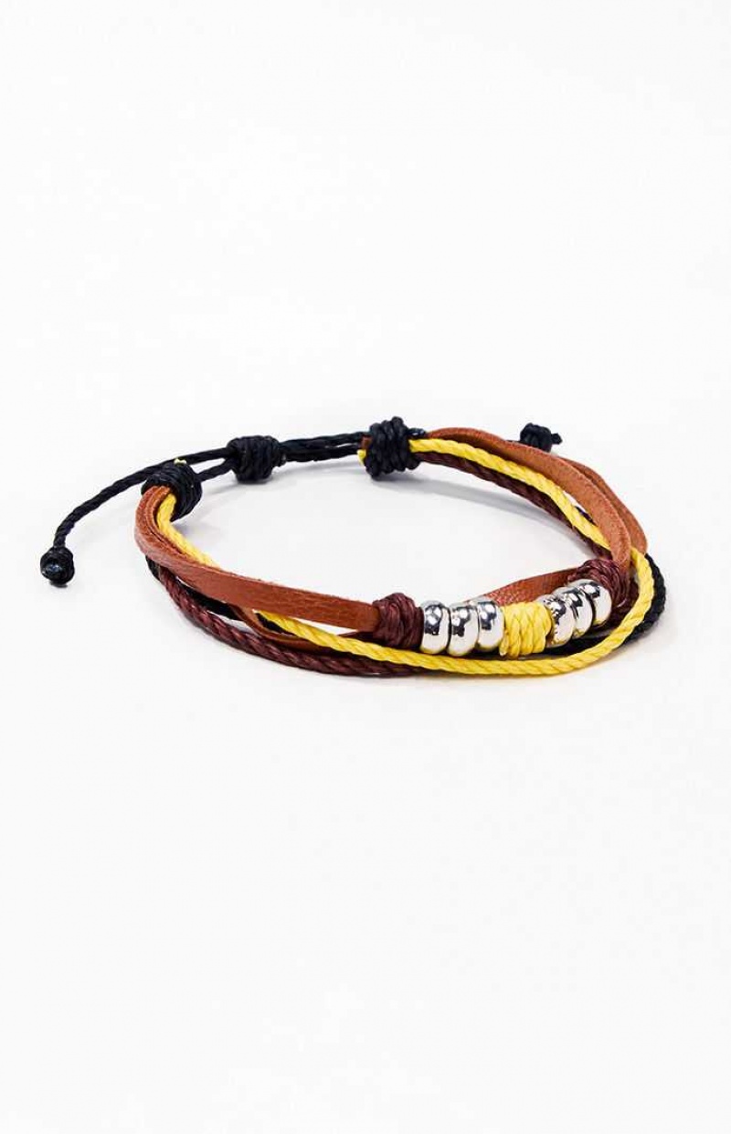 MULTI PacSun Leather Beaded Bracelet | RQAMTOV-39