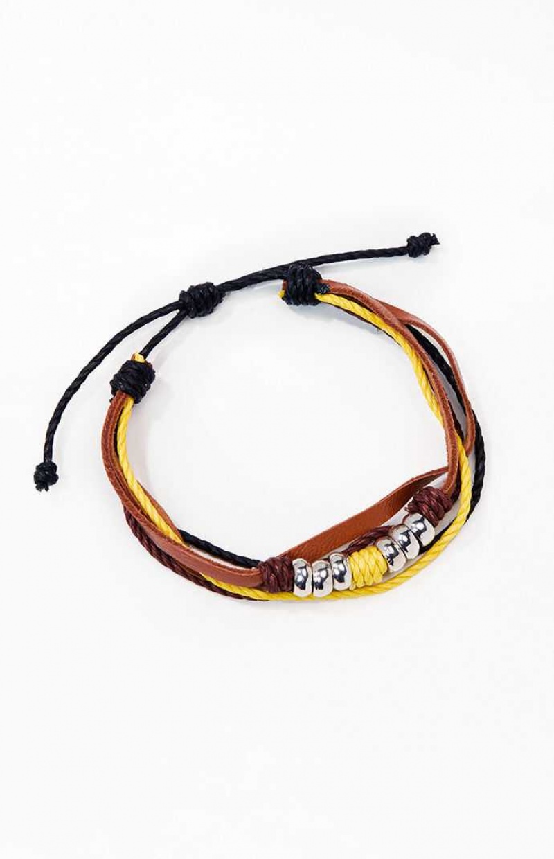 MULTI PacSun Leather Beaded Bracelet | RQAMTOV-39