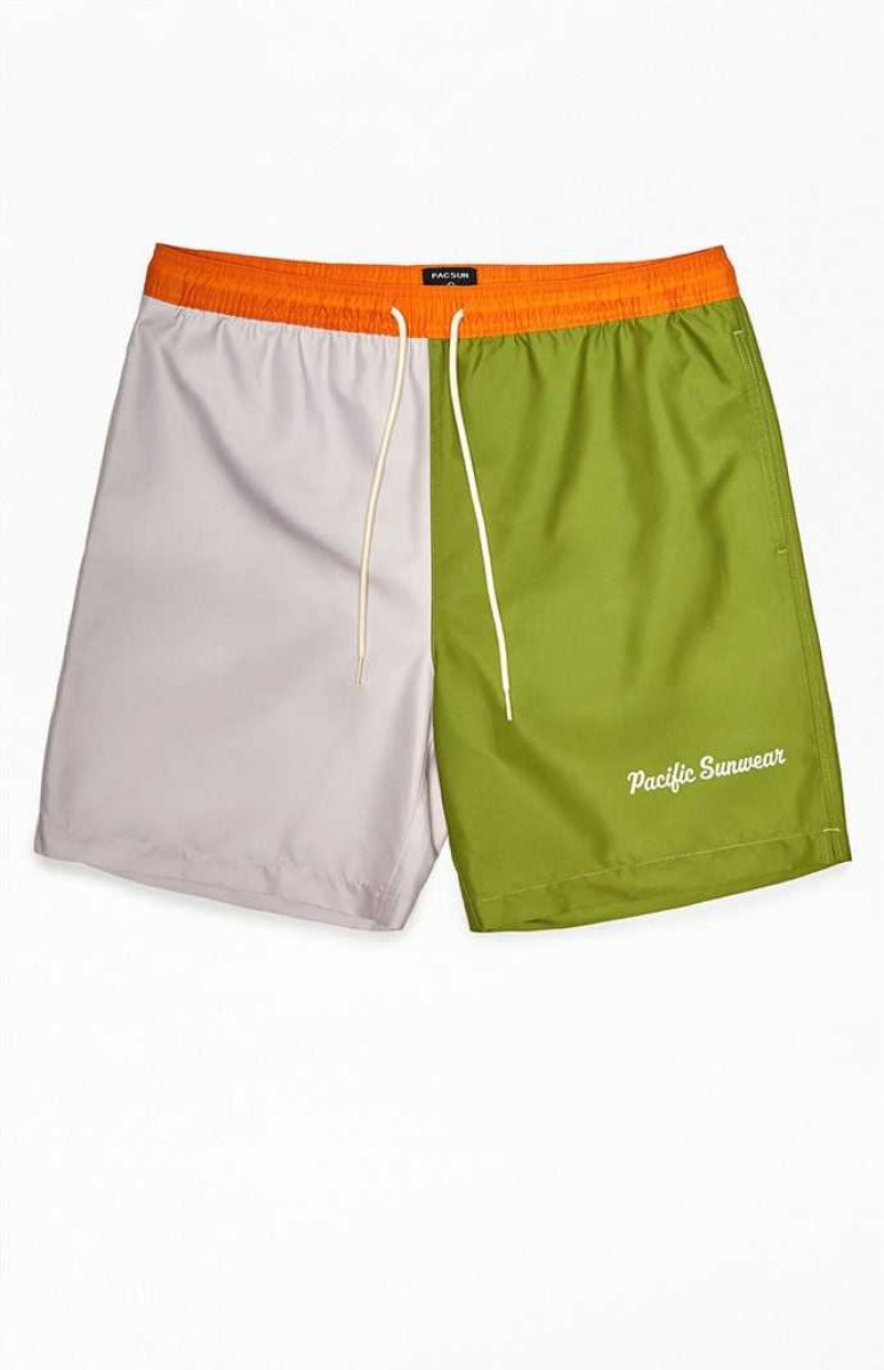 MULTI PacSun Recycled Purple Green 15" Swim Trunks | DNJPXUZ-53