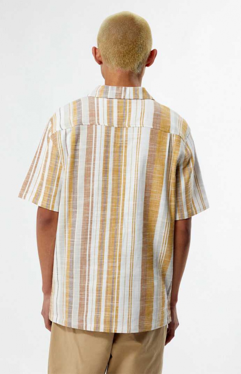 MULTI PacSun Tan Striped Camp Shirt | DMCSGRO-97