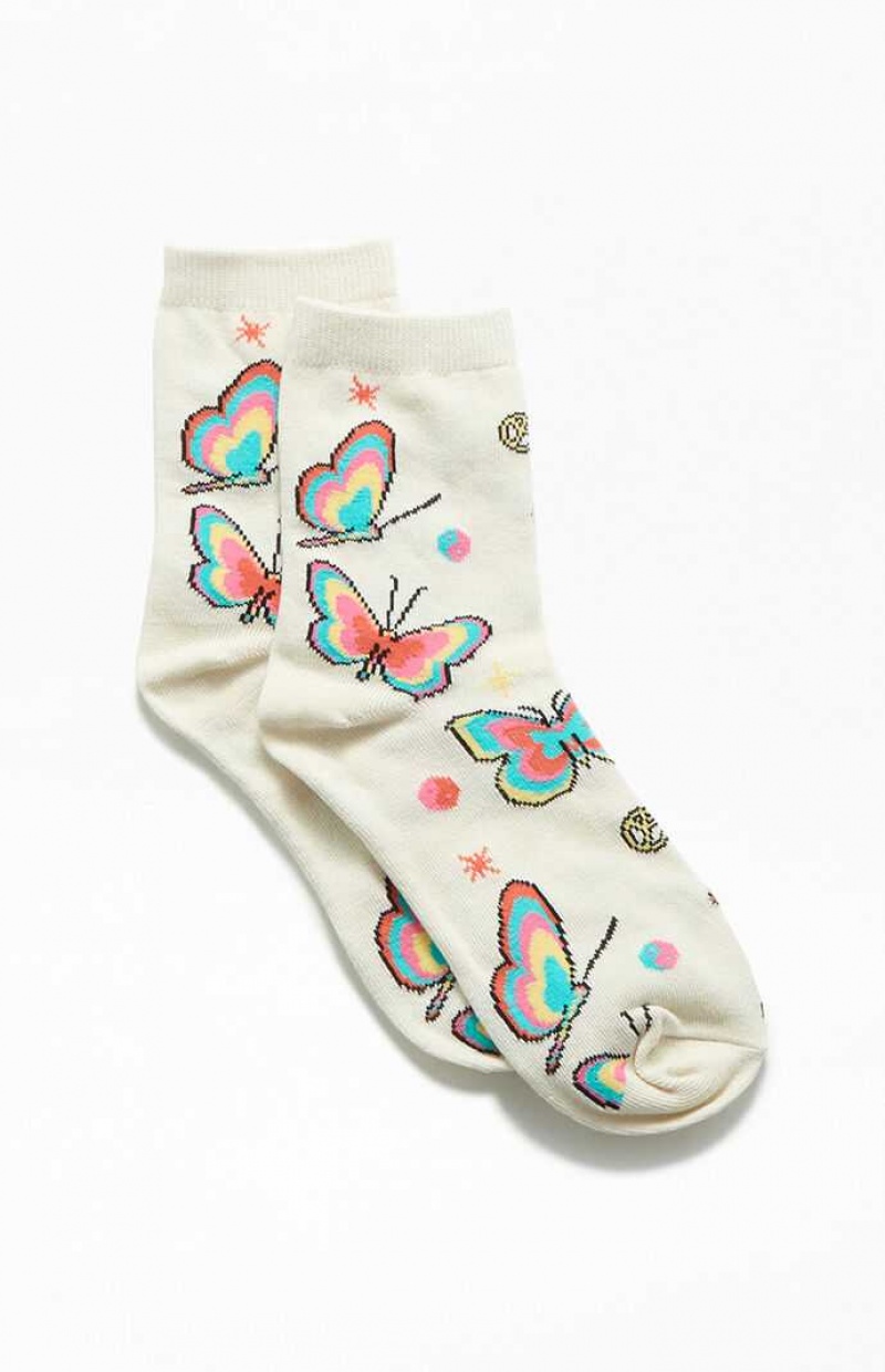 MULTI PacSun Trippy Butterfly Crew Socks | XCQKAWD-84