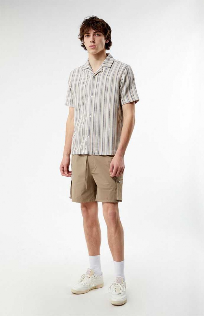 MULTI PacSun Woven Striped Camp Shirt | QUAHKBM-23